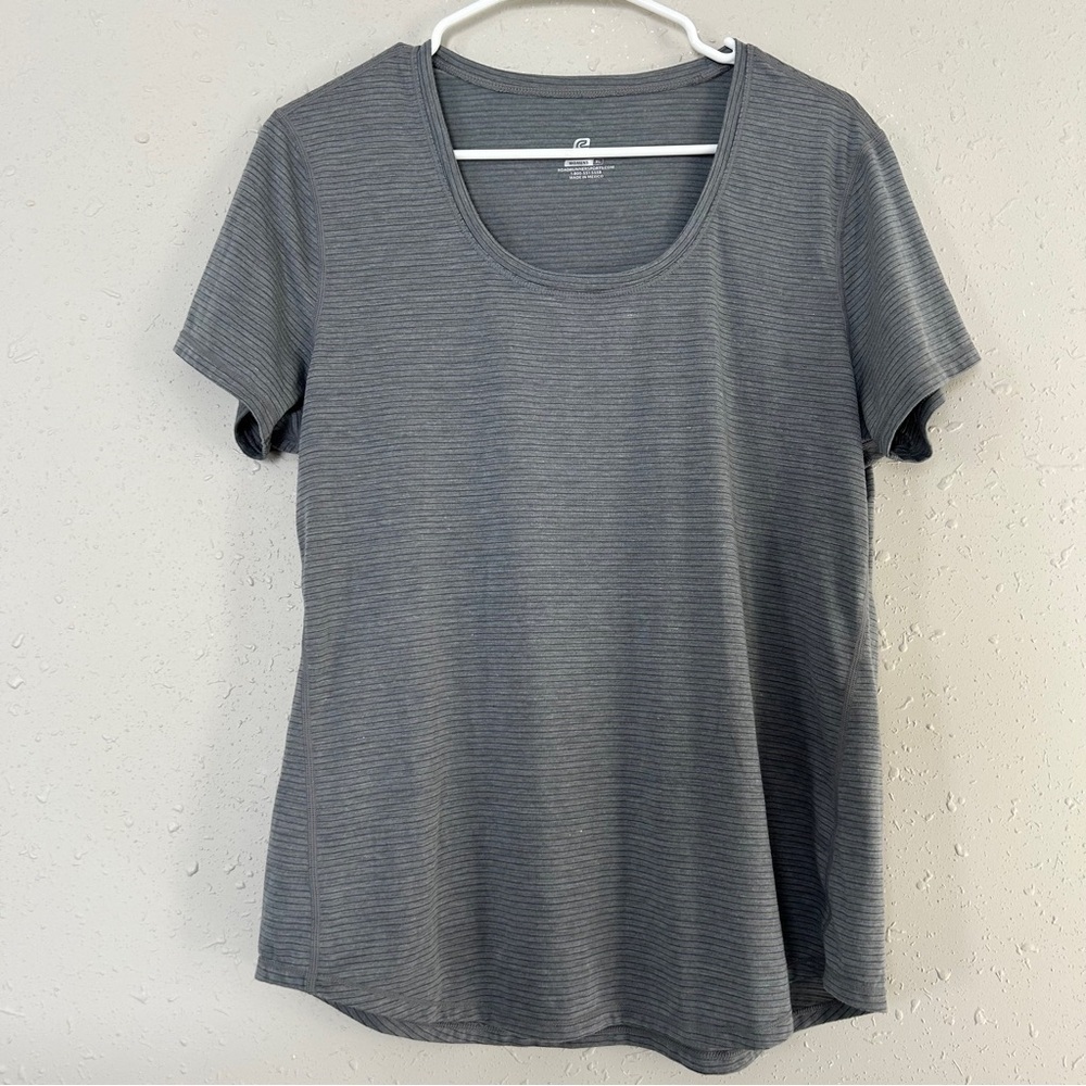 🦋 Road Runner Grey Striped Lightweight Short Sleeve Tee Activewear Workout